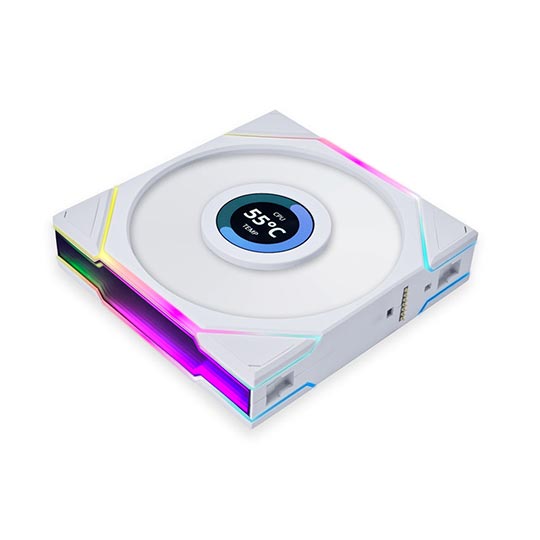 UNI FAN TL-LCD Reverse 120 White (3pcs)aRGB PWM with LCD Screen 120mm TBC RPM (3pcs) with controller 28mm thickness (Reverse blade)