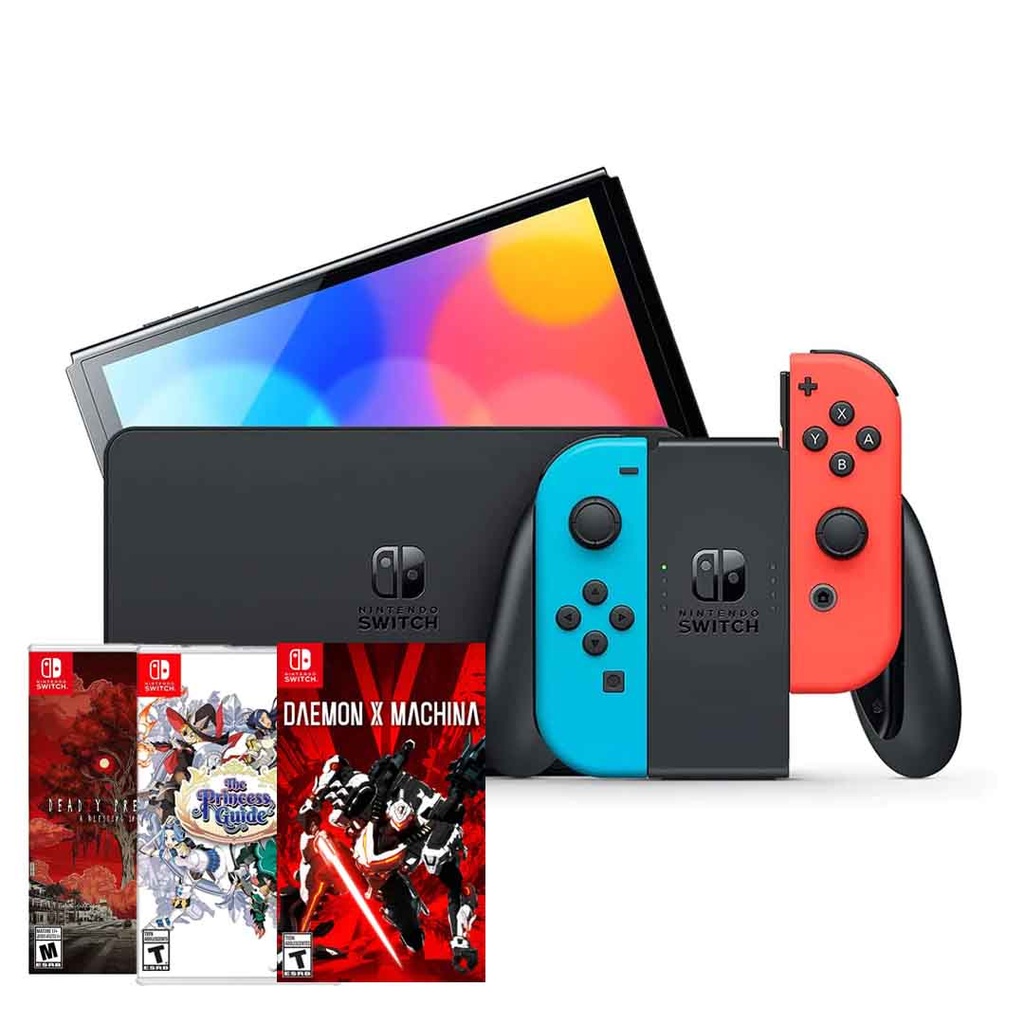 Nintendo Switch OLED Neon Color Plus 3 Games