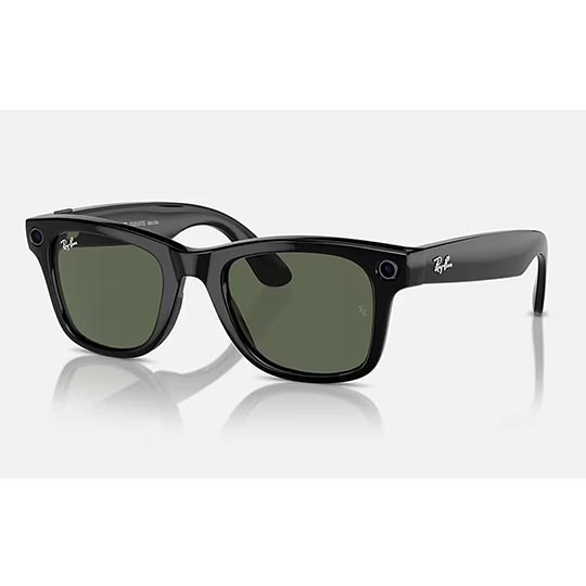 Ray-Ban Meta Wayfarer Glasses - Shiny Black / Green Large