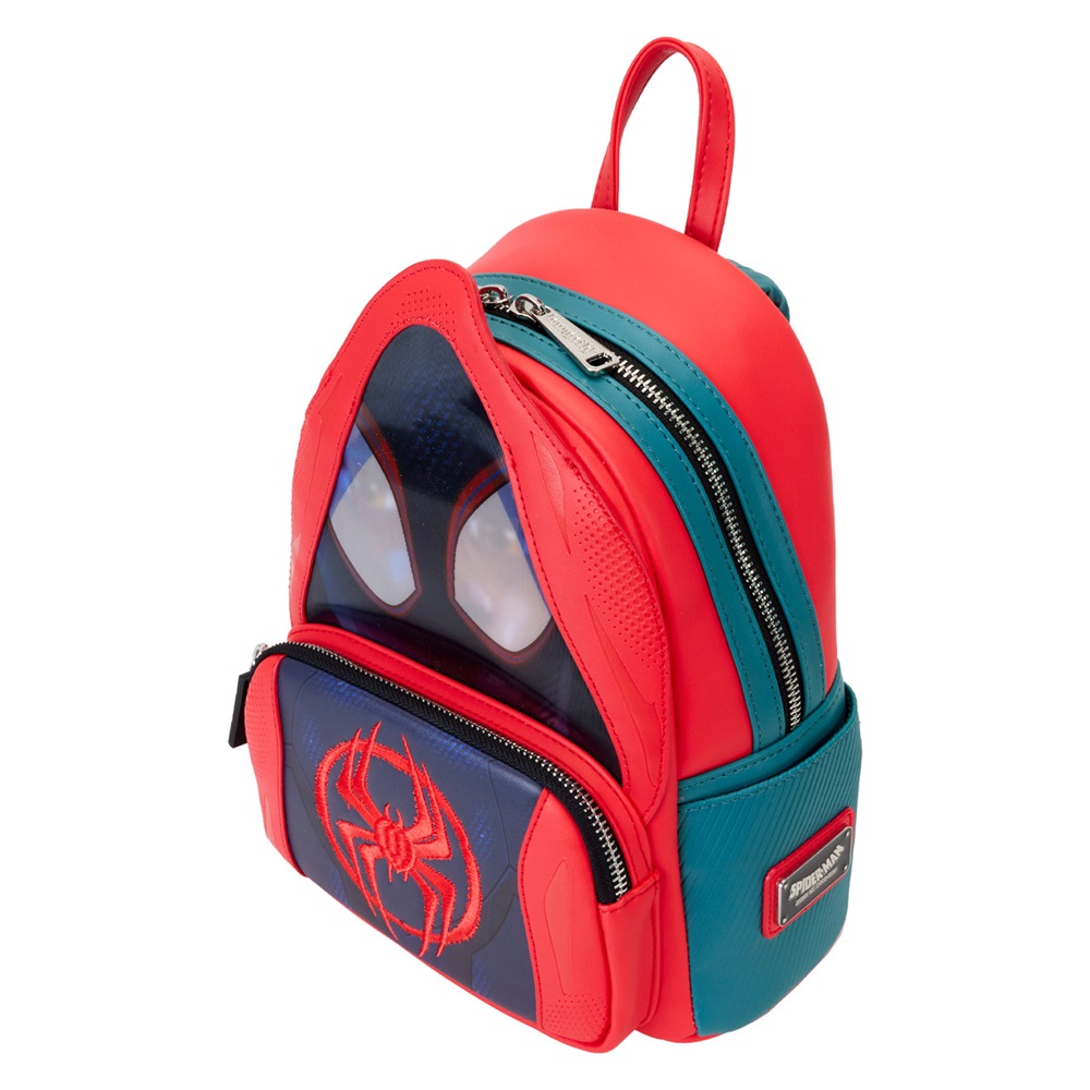 Loungefly! Leather: Marvel Spiderverse Miles Morales Hoody Cosplay Mini Backpack 