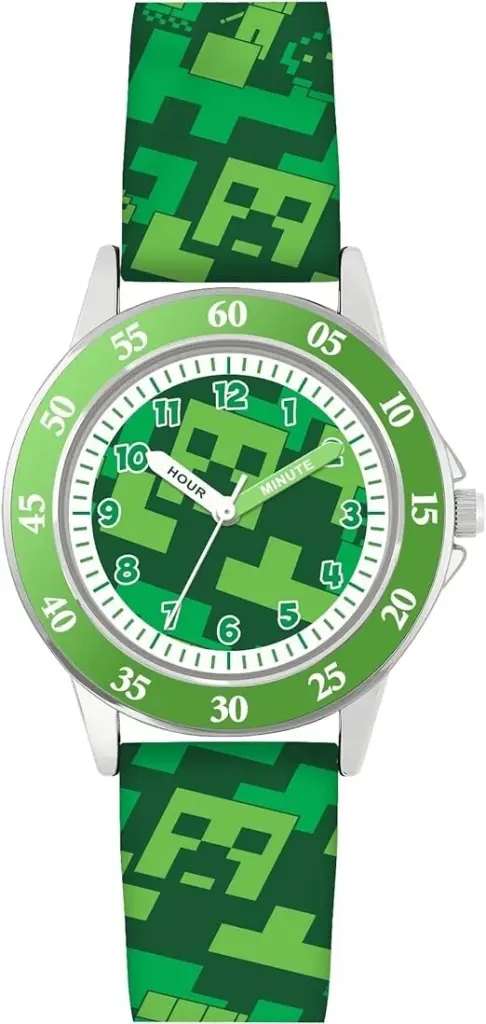 Peers Hardy Minecraft Creeper Green Printed Strap Quartz Watch