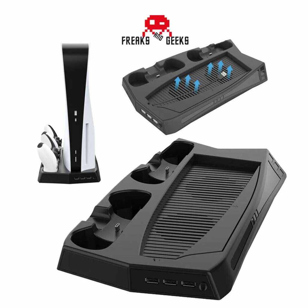 Charging stand with cooling fan for PS5 