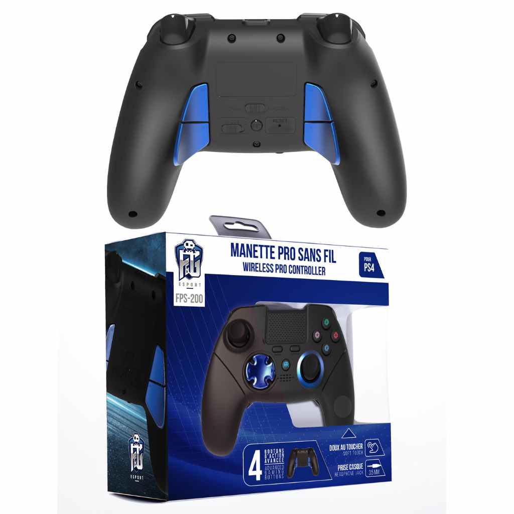 FPS-200 Wireless Controller for PS4 with 1M cable: 4 paddles, Touchpad and jack 3,5mm slot 