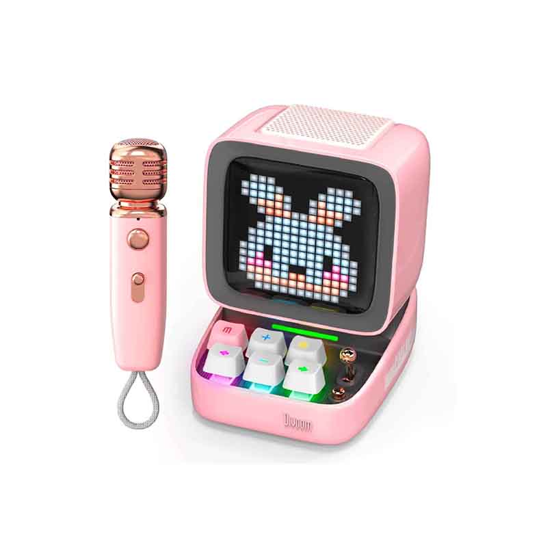 Divoom Ditoo-Mic Mini Karaoke Machine Pixel Art Bluetooth Speaker - Pink