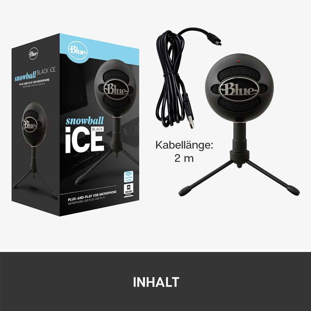Logitech Blue Snowball iCE Plug and Play USB Microphone - Black