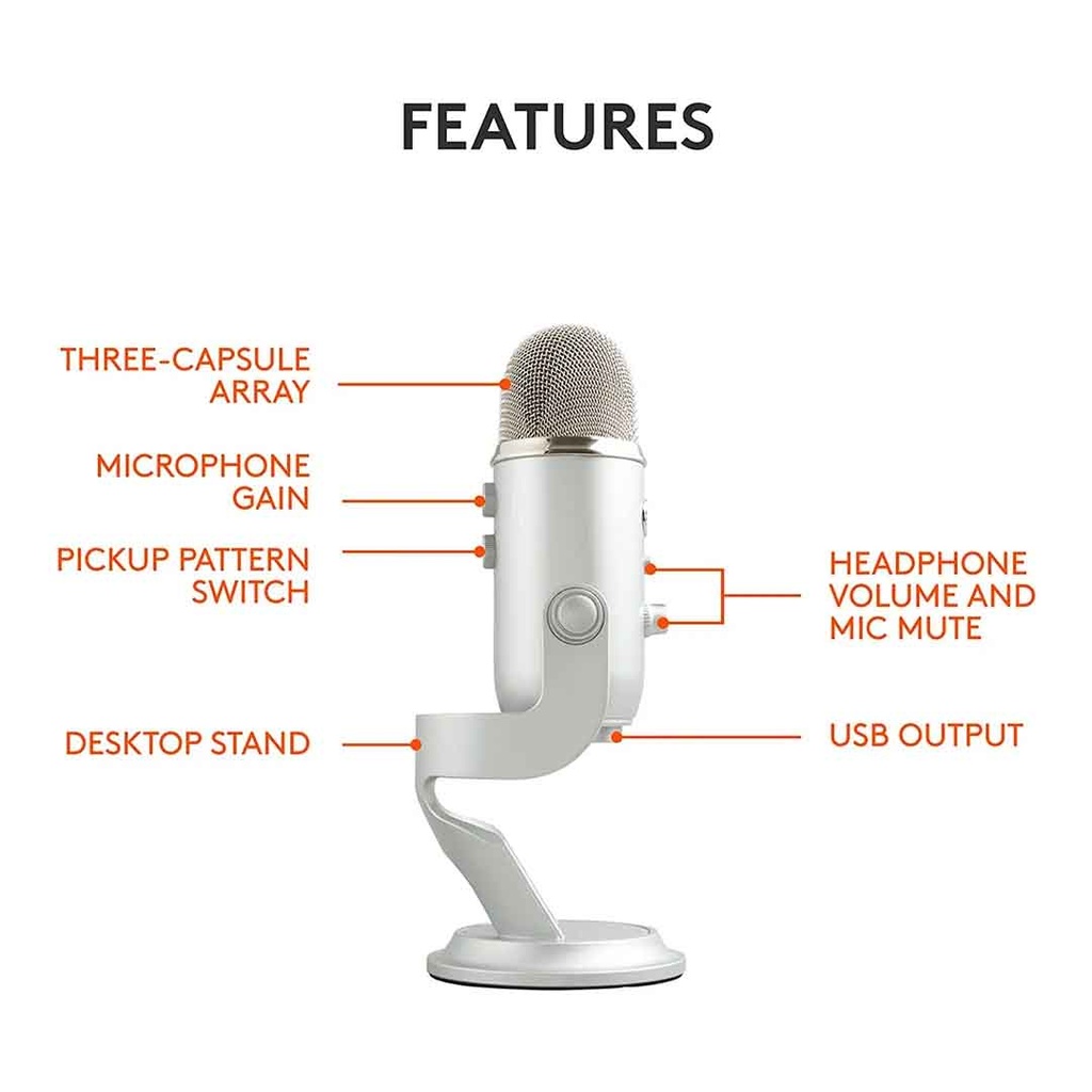 Logitech Blue Yeti USB Mic-SILVER-USB