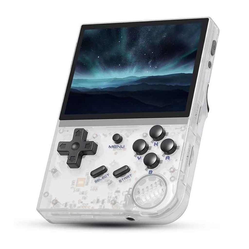 ANBERNIC RG35XX Handheld Game Console Linux System 3.5 Inch HDMI output 64GB (Transparent White)