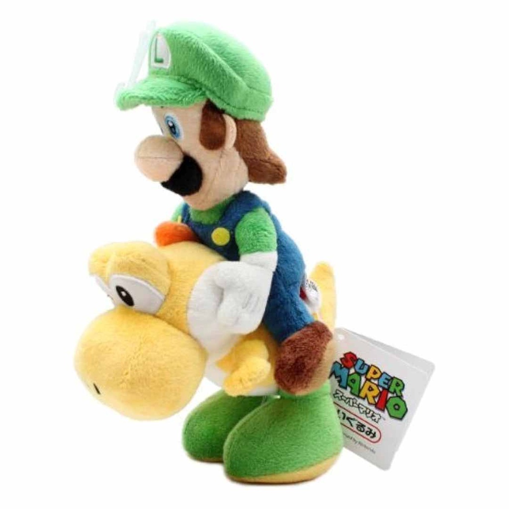 San Ei sanei officieel gelicentieerd Super Mario Plush 9" Luigi riding on yoshi