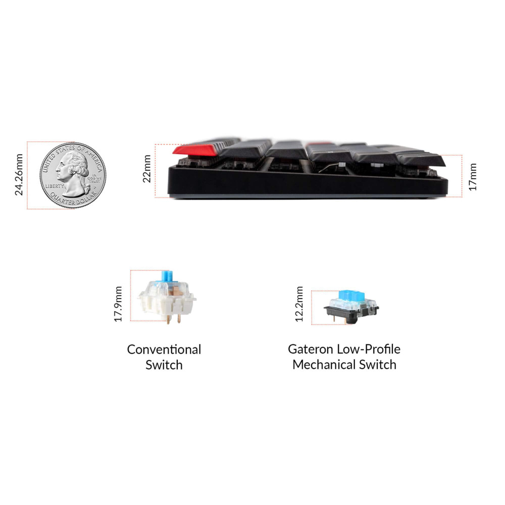 Keychron K3 Pro 84 Keys Gateron Mechanical Keyboard  White Backlight Red