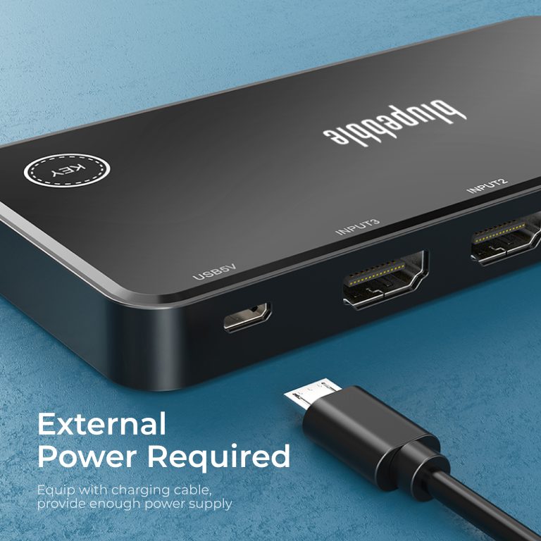 Blupebble 3in1 HDMI Switch (Supports the highest resolution 4K@60Hz/HDR) Black