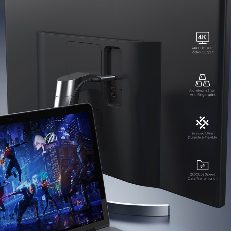 Blupebble USB-C to Display 4K Cable 1.8 Meter