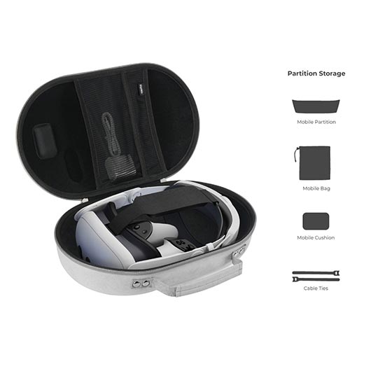 Blupebble All in One Pebble Carry Case White for Meta Quest 3