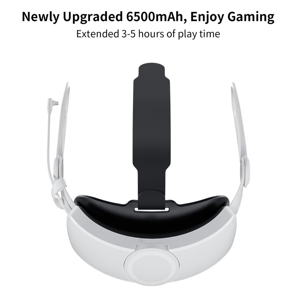 Blupebble Elite Adjustable Headstrap White with 6000 mAh Powerbank Built-in for Meta Quest 3