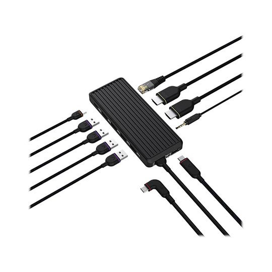 UNISYNK 10 PORT HUB USB C 100W DUAL SCREEN BLACK