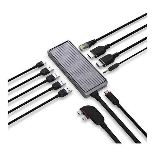 UNISYNK 10 PORT HUB USB C 100W DUAL SCREEN FOR MAC GREY