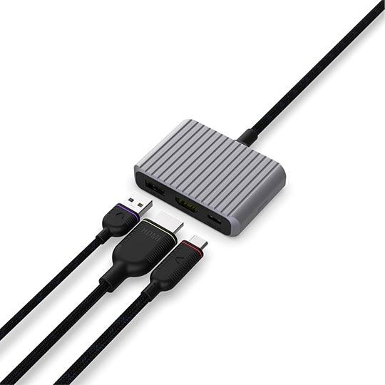 UNISYNK 3 PORT USB C HUB V2 GREY