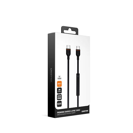UNISYNK USB-C TO USB-C CABLE USB 2.0 60W BLACK 1.2M