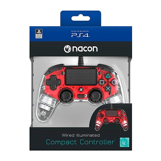 PS4 - Nacon Wired Compact Controller - Clear Red
