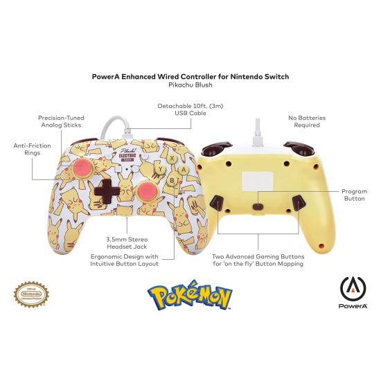 PowerA NS - Pikachu Blush Enhanced Wired Controller 