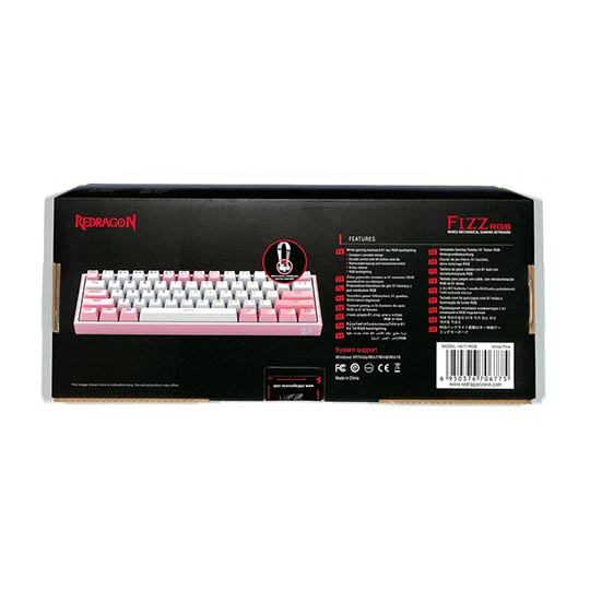 REDRAGON FIZZ RGB Wired Mechanical Gaming Keyboard White Pink