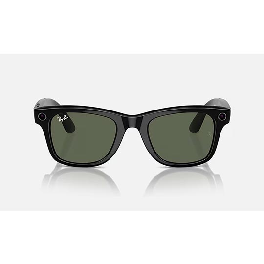 Ray-Ban Meta Wayfarer Glasses - Shiny Black / Green Large
