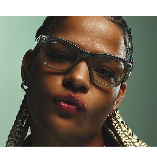 Ray-Ban Meta Wayfarer Glasses - Shiny Black / Green Large