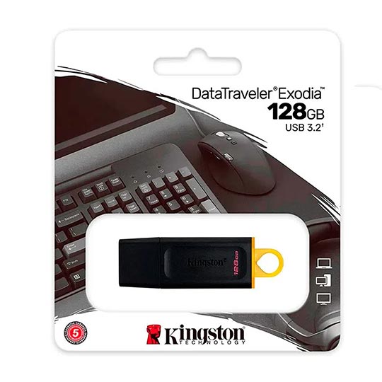  Kingston 128GB USB3.2 Gen1 DataTraveler Exodia (Black + Yellow), EAN: 740617309928 