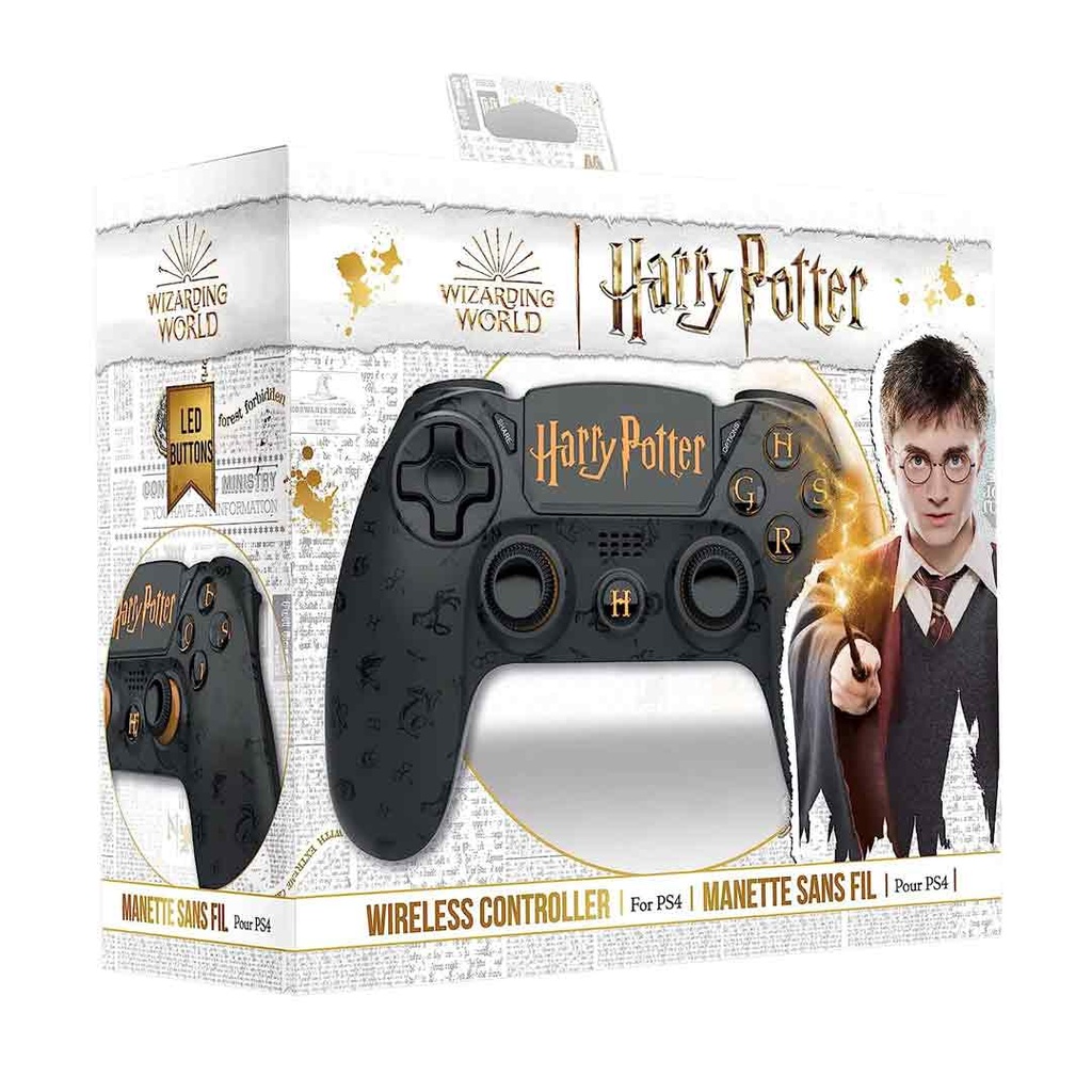 Freaks And Geeks Harry Potter - Black Wireless Controller  With Headphone Jack and Illuminated Buttons for PS4