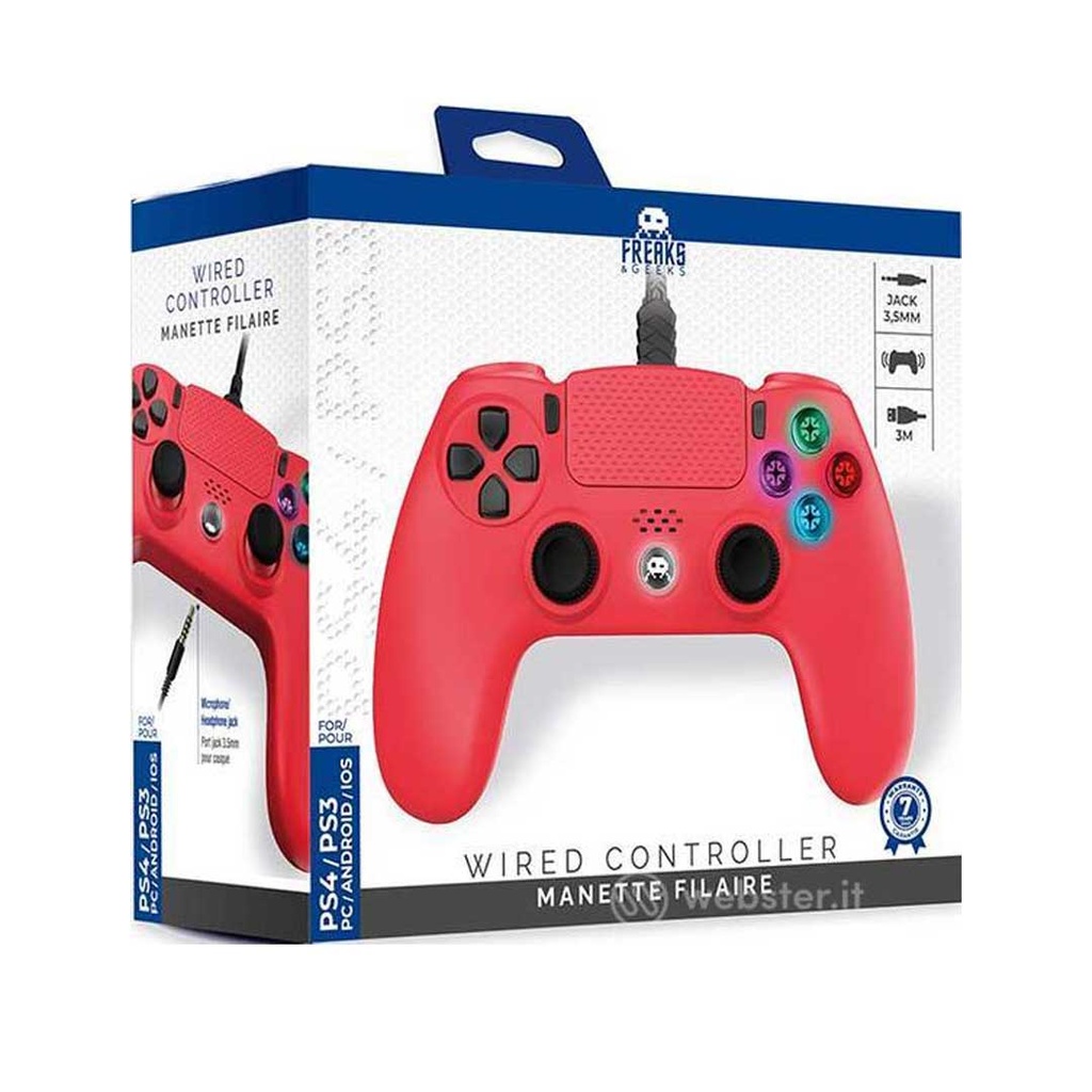 Freaks And Geeks Harry Potter - Red Wired Controller with 3M Cable with Jack Socket for PS4