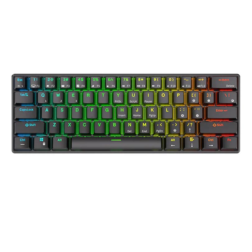 Royal Kludge Gaming Keyboard Rgb Tri Mode Hot Plug Blue Switch Black Rk61