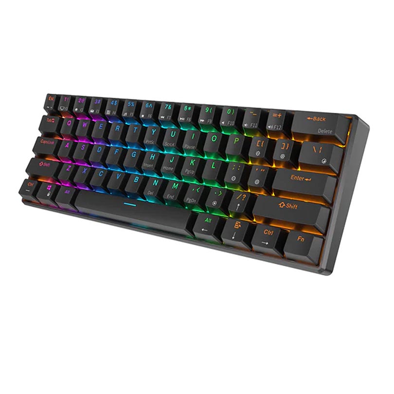 Royal Kludge Gaming Keyboard Rgb Tri Mode Hot Plug Blue Switch Black Rk61