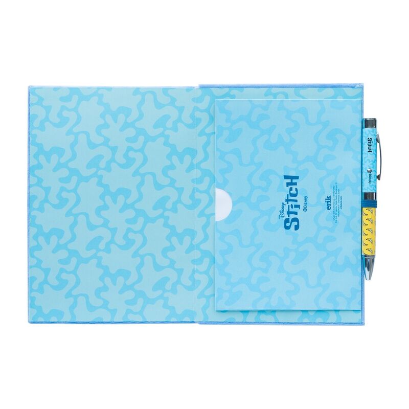 Erik: Disney Stitch Tropical Plush CoverPremium A5 Notebook With Projector Pen_3