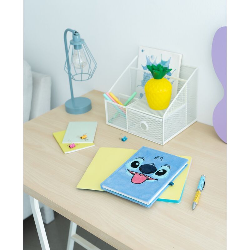 Erik: Disney Stitch Tropical Plush CoverPremium A5 Notebook With Projector Pen_4