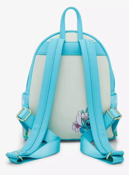 Loungefly! Leather: Disney Stitch with Ducklings Tropical Mini Backpack_2