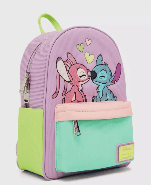 Loungefly! Leather: Stitch Angel Color Block Mini Backpack