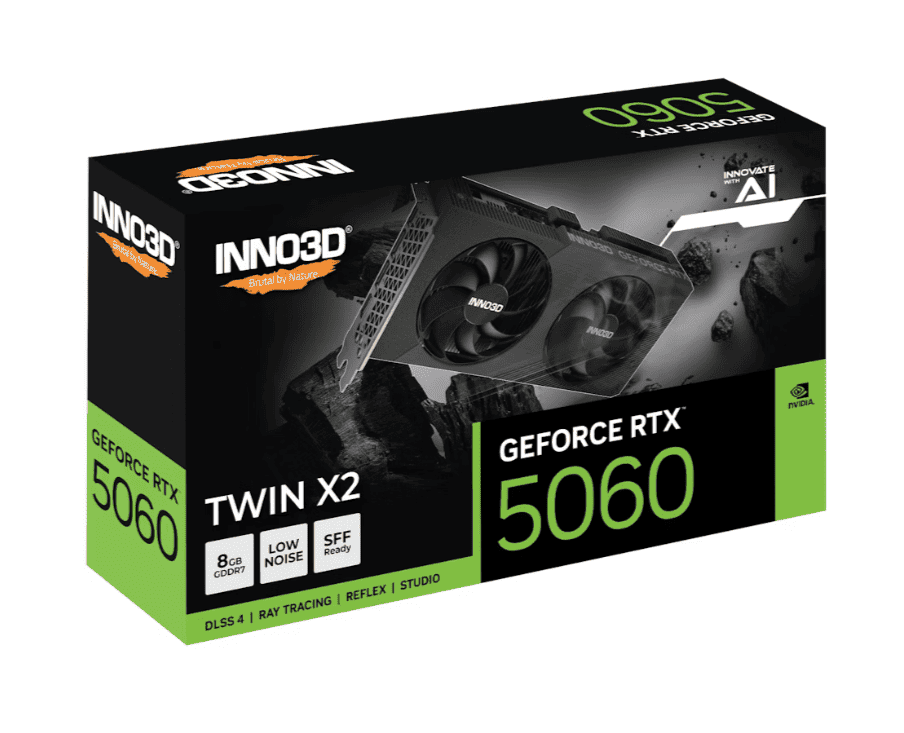 INNO3D Twin X2 Geforce RTX 5060 8GB Graphics Card- Black