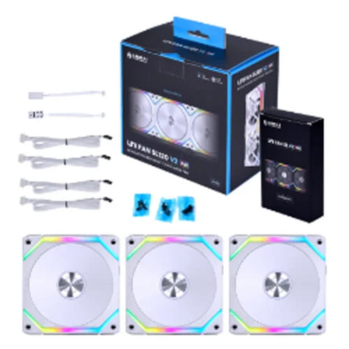 Lian Li UNI FAN SL120 V2 RGB 120mm Triple Pack Cooling Fan - White | UF-SL120V2-3W