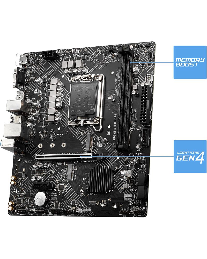 MSI PRO H610M-G DDR4 Motherboard (12th/13th/14th Gen Intel Core)