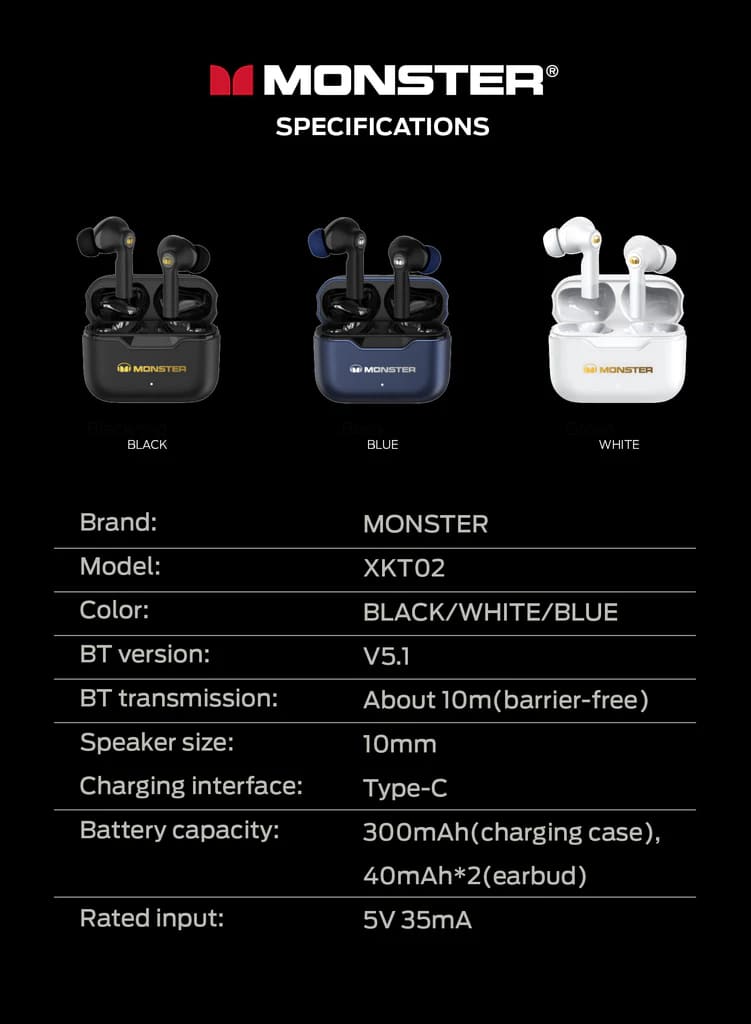 Monster AIRMARS XKT02 Wireless Gaming Headphones Black