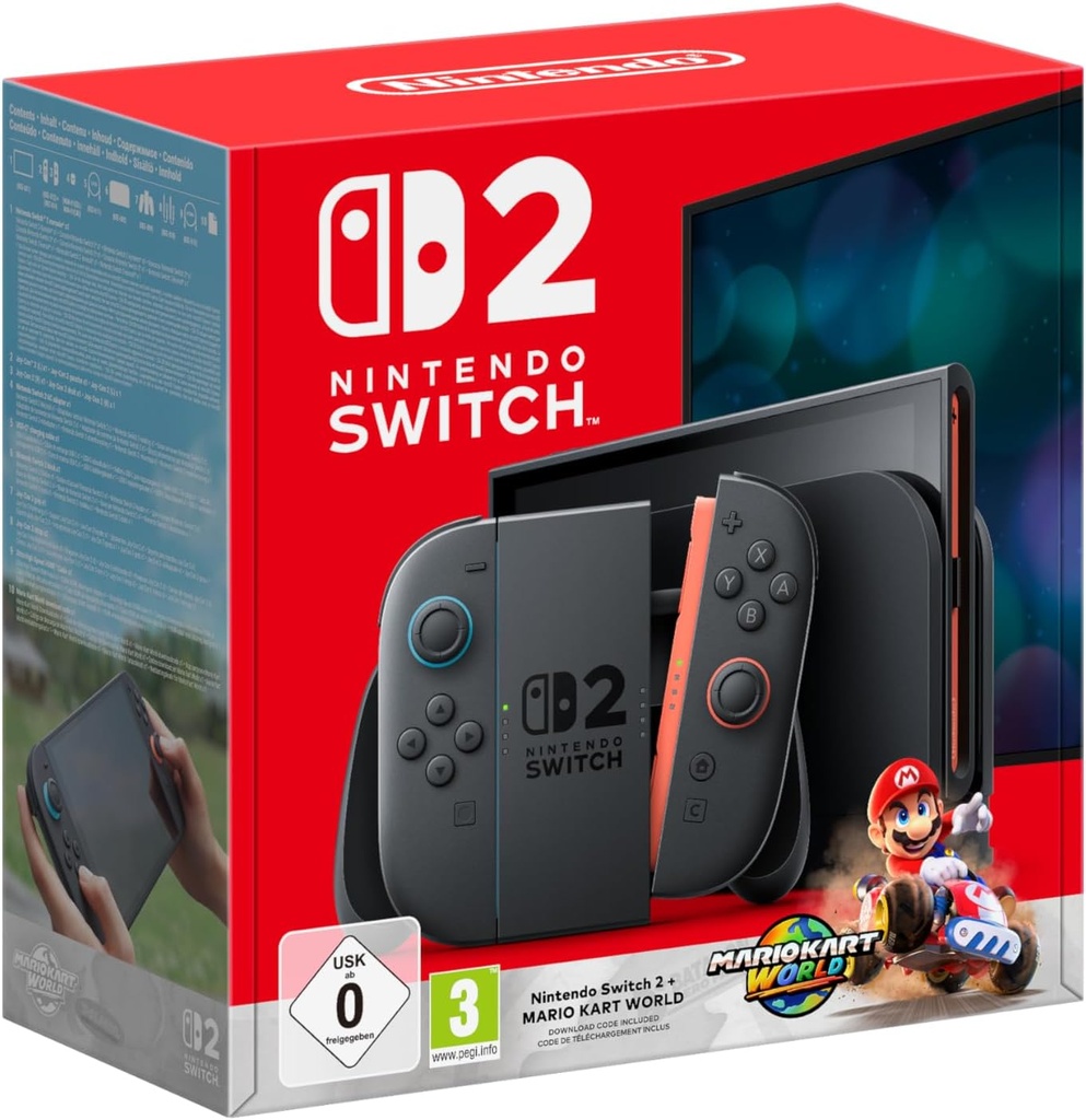 Nintendo Switch 2 Console Mario Kart World (UK) + Mario Kart Racing Wheel Pro Deluxe