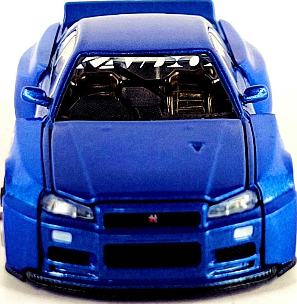 Kaido House by Mini GT 1/64 Nissan Skyline GT-R R34 Kaido Works V2 Aero Shinjuku V2 Blue #158 Diecast Car