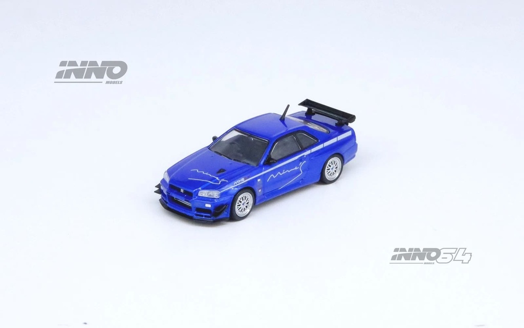 Inno64 1/64 Nissan Skyline GT-R R34 V-SPEC Tuned by MINEs Blue Diecast Car