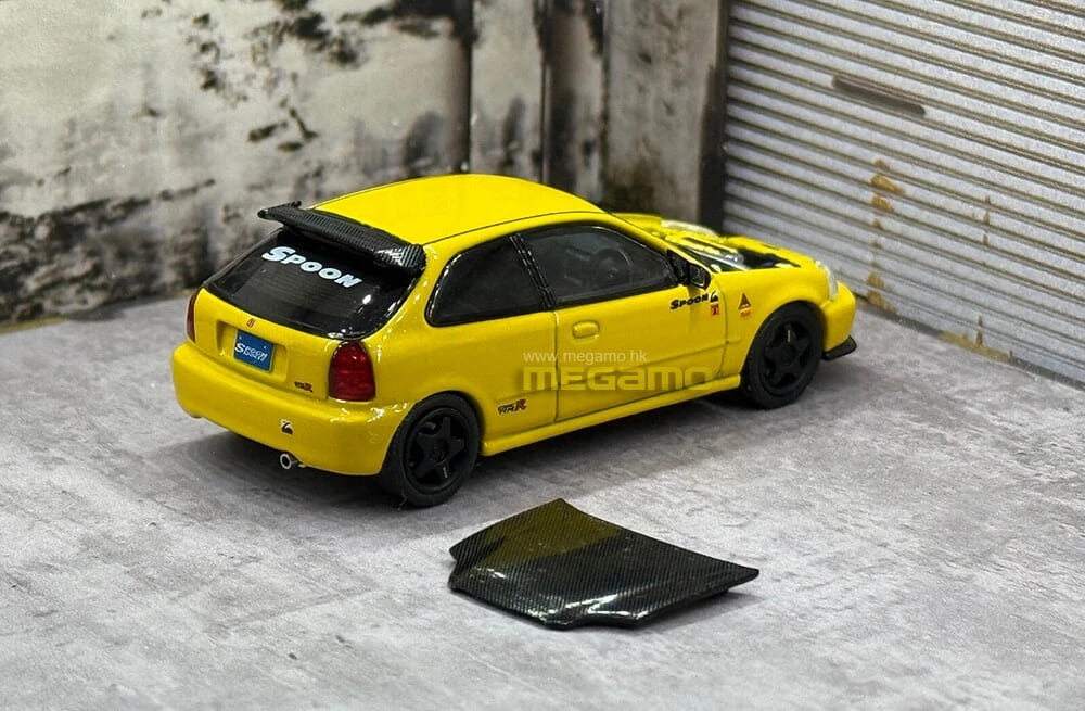 Motorhelix 64Intern 1/64 Honda Civic Type-R EK9 Spoon Customized Version Tokyo Station Yellow Diecast Car