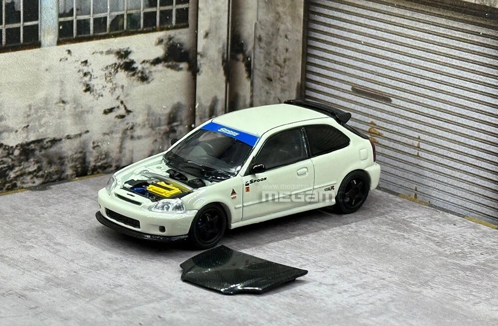 Motorhelix 64Intern 1/64 Honda Civic Type-R EK9 Spoon Customized Version Tokyo Station White Diecast Car