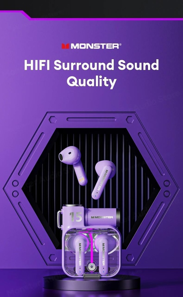 Monster AIRMARS XKT15 Wireless Gaming Headphones Violet