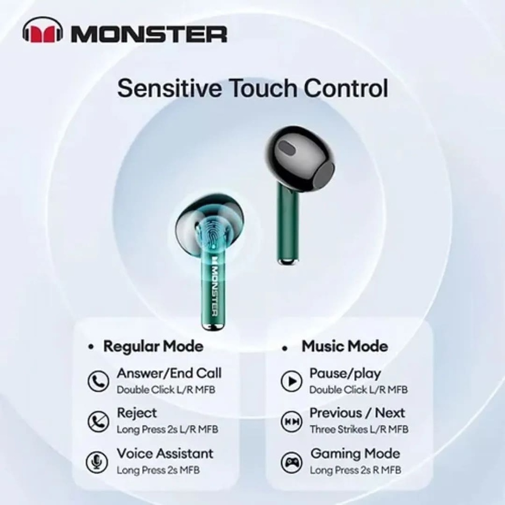 Monster AIRMARS XKT16 Wireless Gaming Headphones Green
