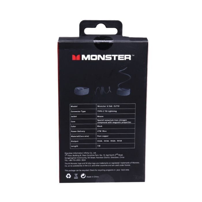 Monster U Link CL710 Data Charging Cable Black