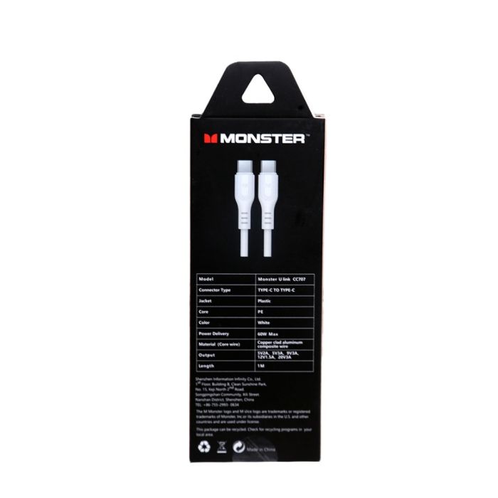 Monster U Link CC707 Data Charging Cable White