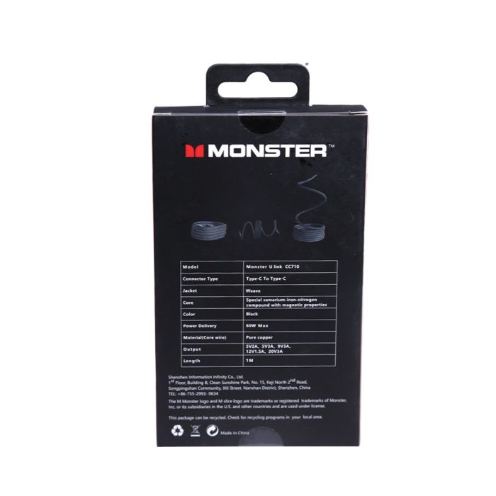 Monster U Link CC710 Data Charging Cable Black