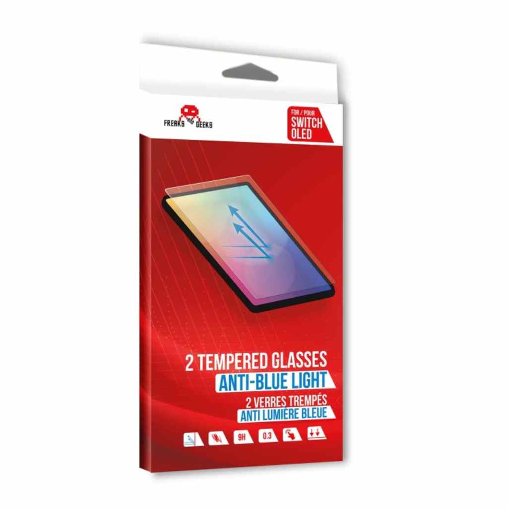 Freaks and Geeks - Set of 2 pcs Switch OLED Tempered Glass with option blue light anti-reflection